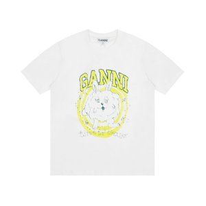 Ganni white printed short-sleeved T-shirt